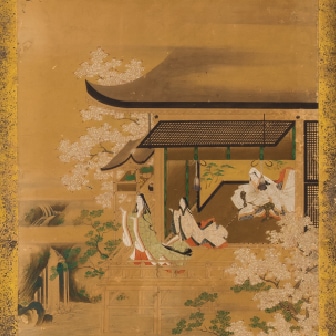 Folding Screen with Design of the Scenes from The Tale of Genji (1st half of 17th century)